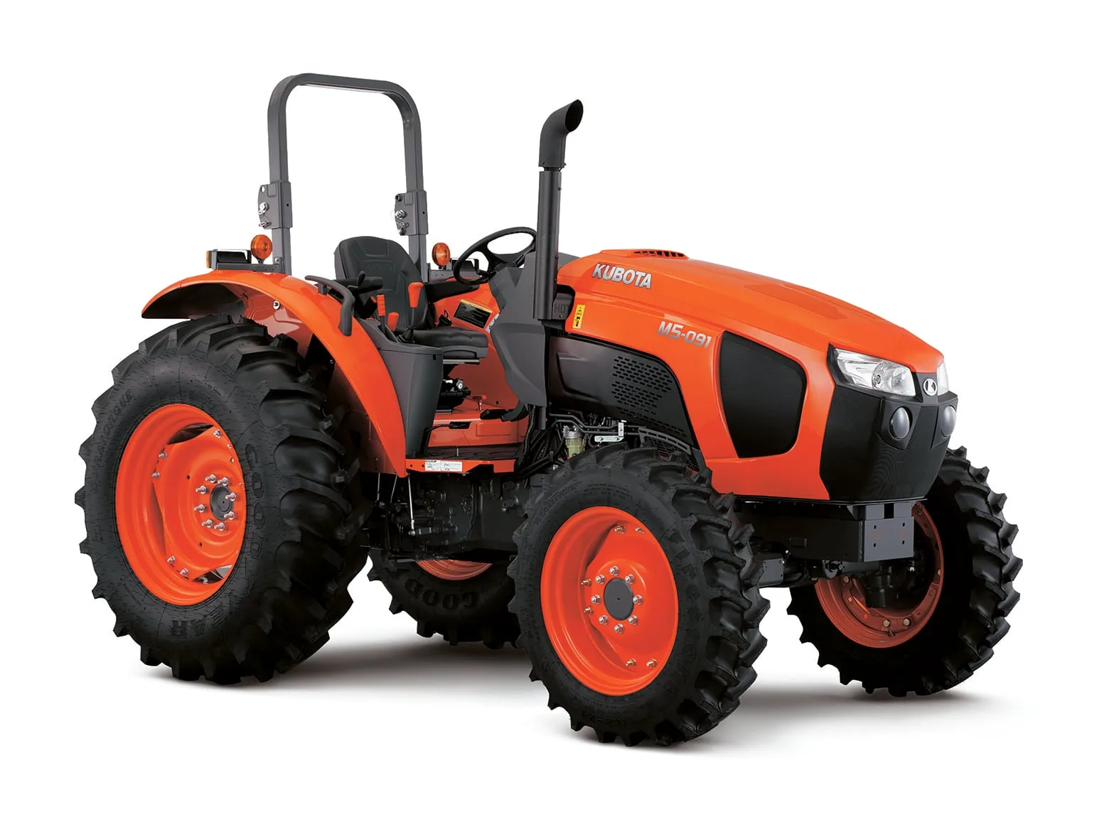 Kubota M5-091 ROPS utility tractor on a white background