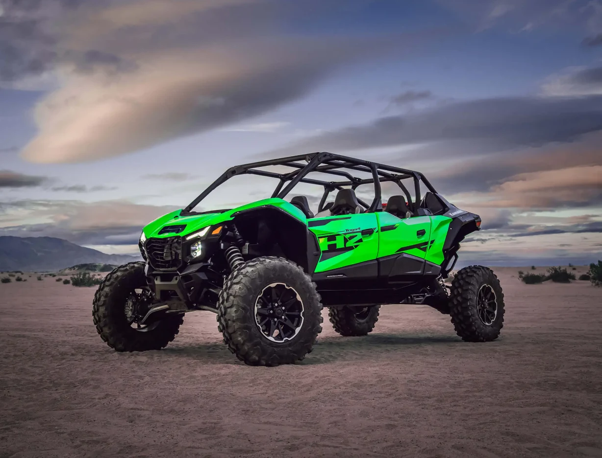 Kawasaki TERYX4 H2 four-passenger side-by-side in the desert