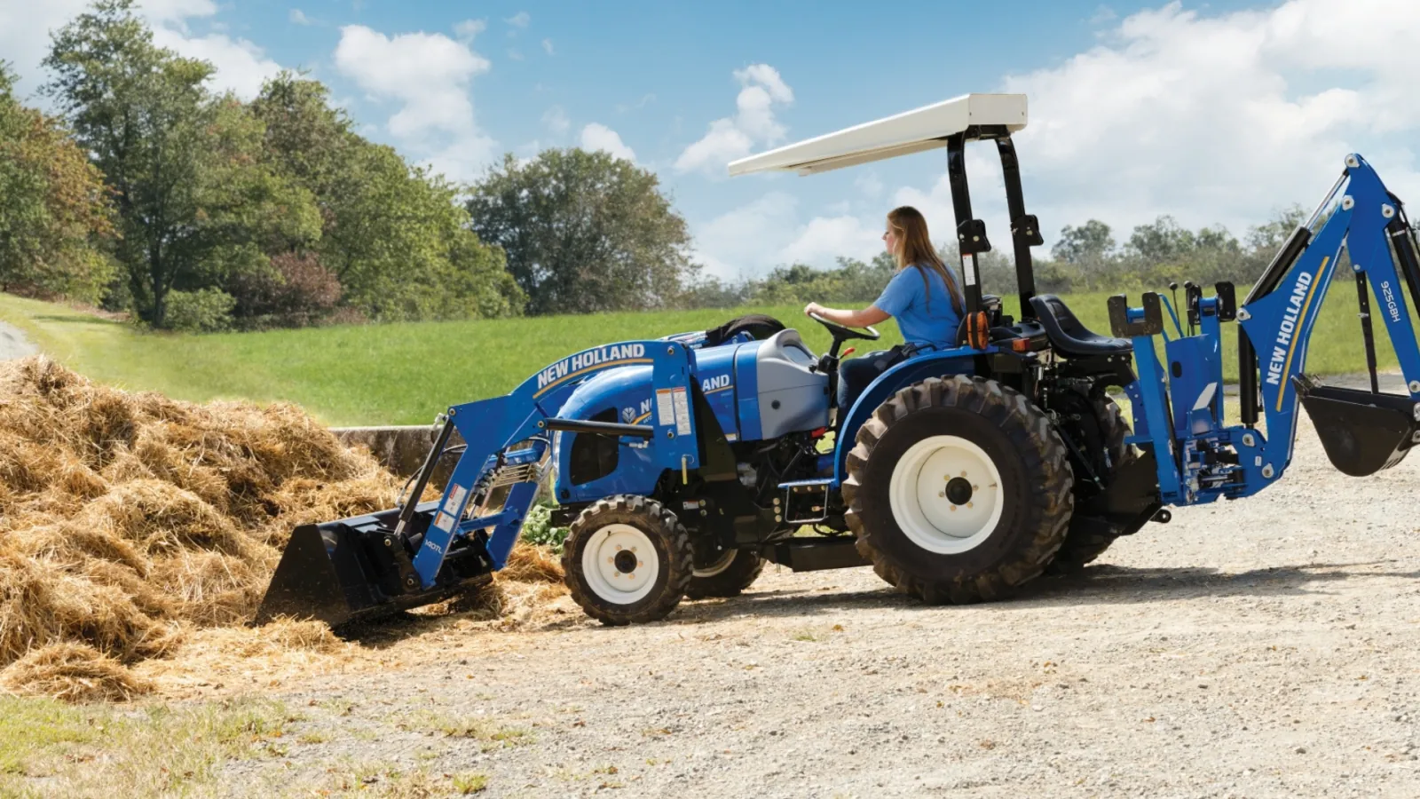Representative New Holland WORKMASTER Compact tractor with a loader and backhoe