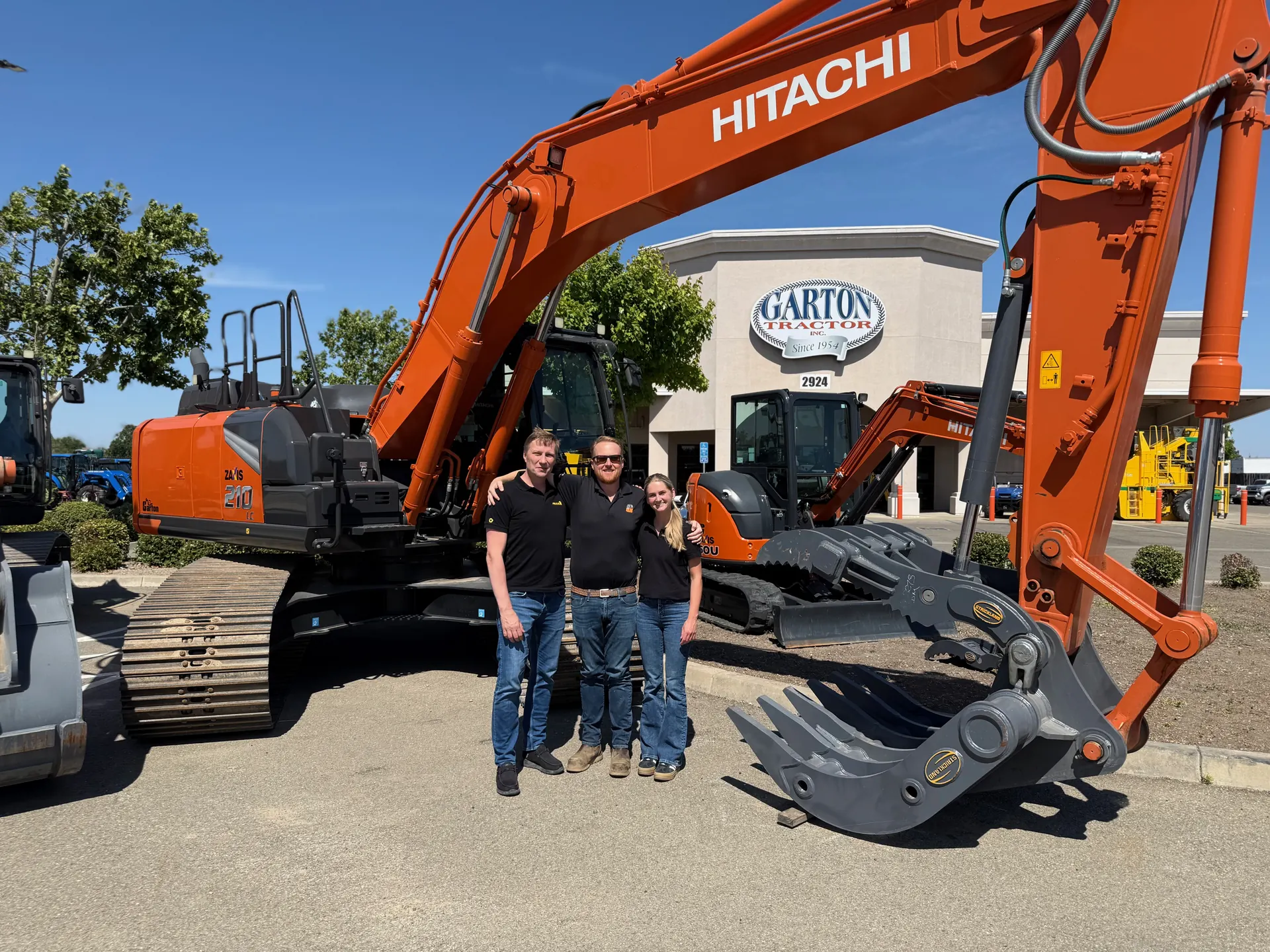 Garton Construction team with Hitachi excavators at a California branch