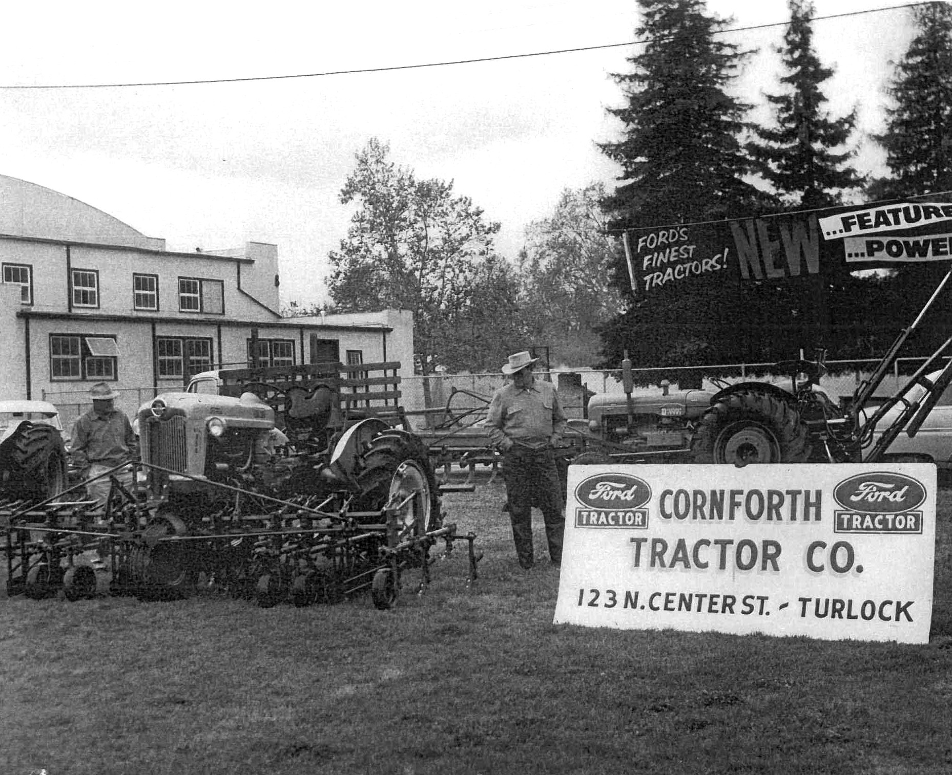 Cornforth Tractor Co lot on N. Center Street in Turlock with Ford tractors, predecessor of Garton Tractor