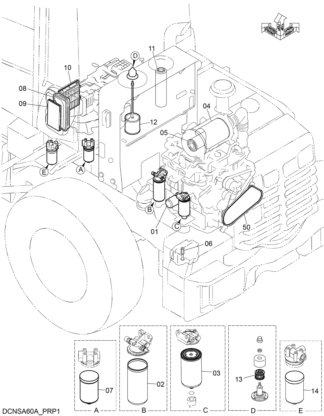 Hitachi LANDCROS ZW100-6 periodic replacement drawing, Filter, element, belt parts