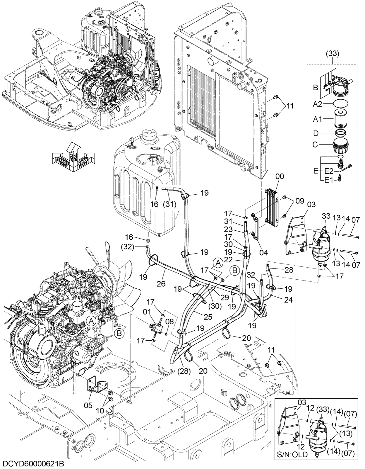 Hitachi LANDCROS ZX50U-5N periodic replacement drawing, Fuel piping