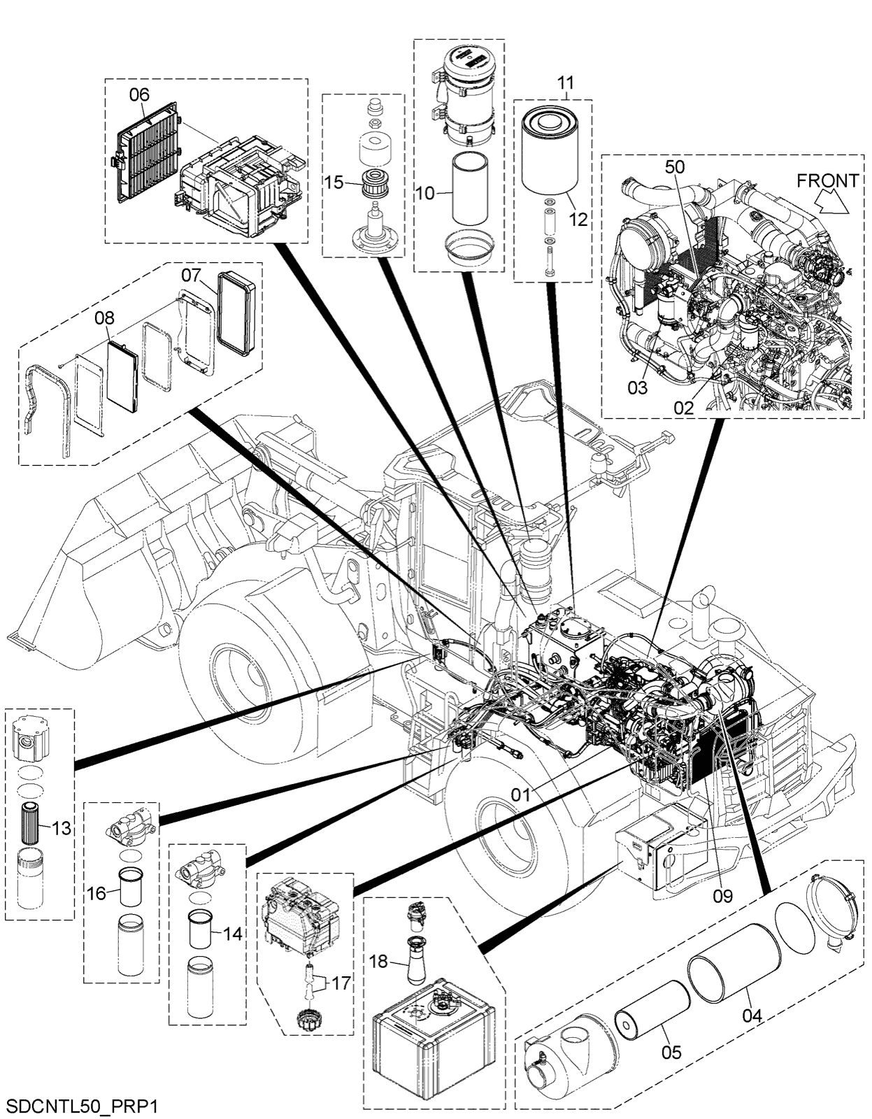 Hitachi LANDCROS ZW160-7 periodic replacement drawing, Filter, element, belt parts