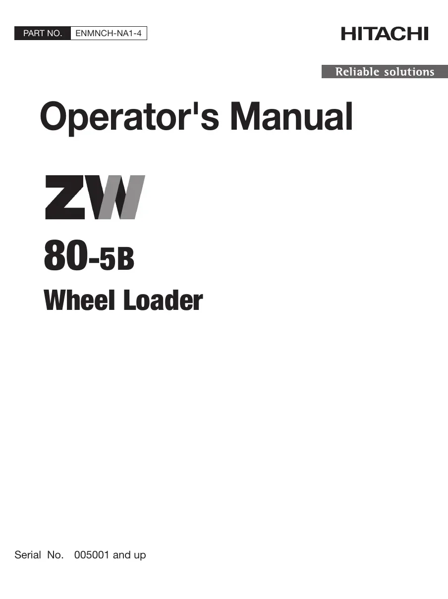 Cover of Hitachi ZW80-5B Operator Manual