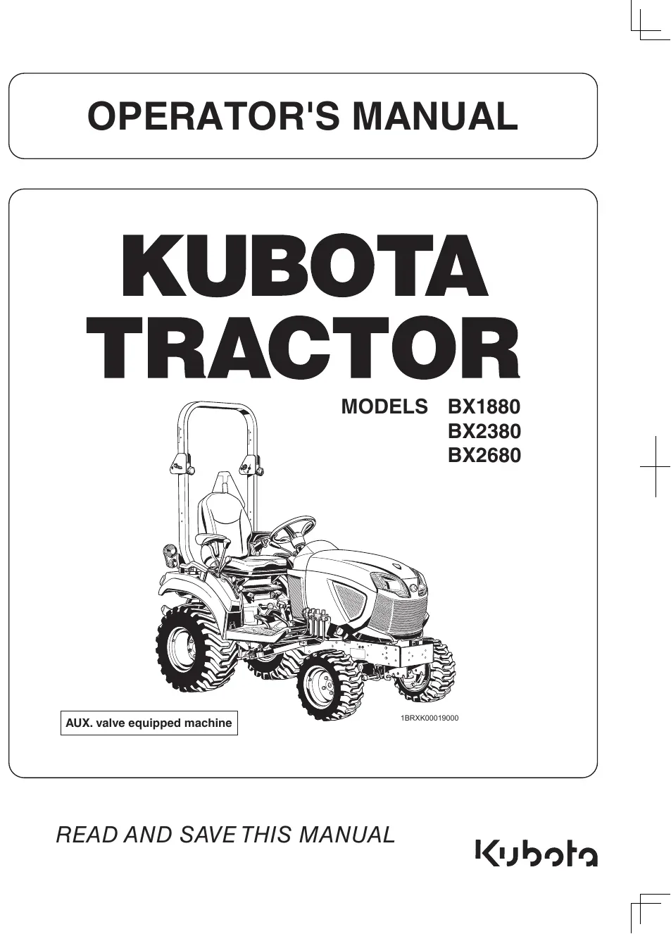 Cover of Kubota BX1880, BX2380 & BX2680 Operator Manual