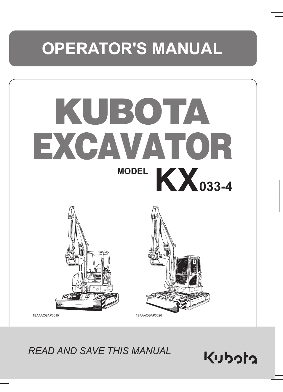 Cover of Kubota KX033-4 Operator Manual