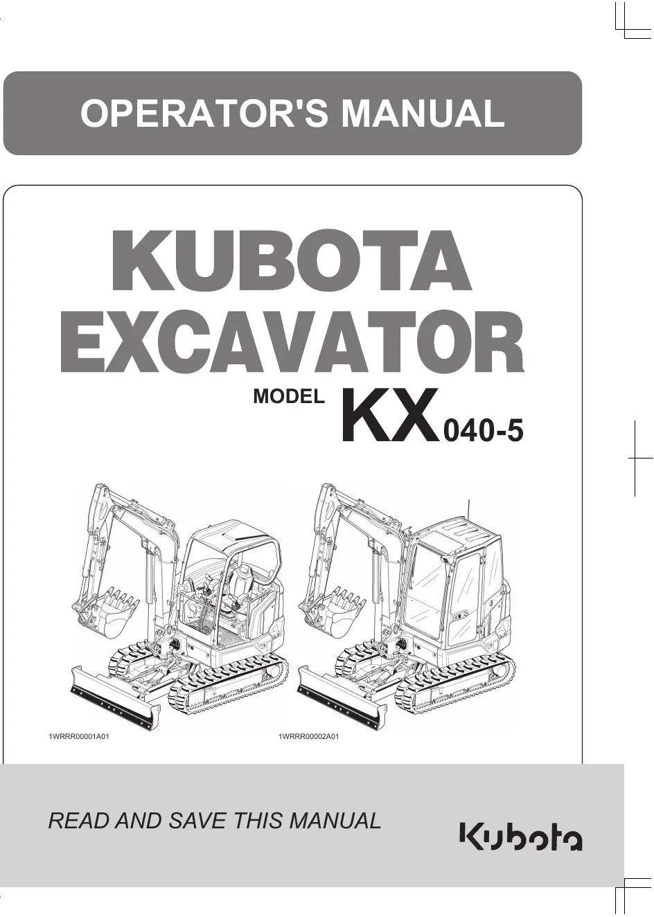 Cover of Kubota KX040-5 Operator Manual