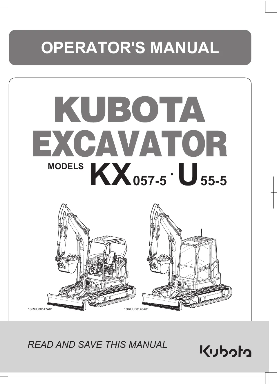 Cover of Kubota KX057-5 & U55-5 Operator Manual