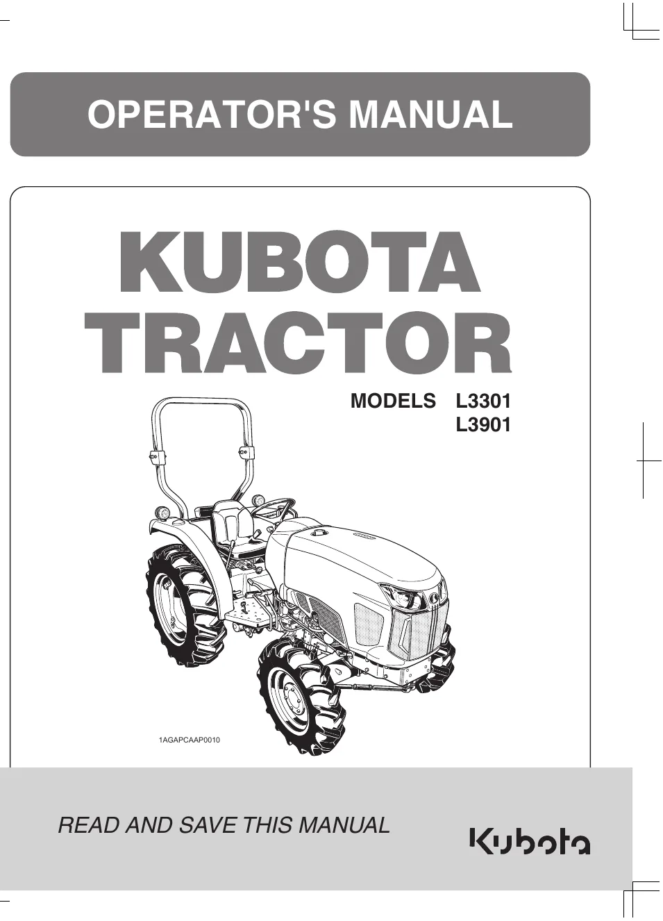 Cover of Kubota L3301 & L3901 Operator Manual