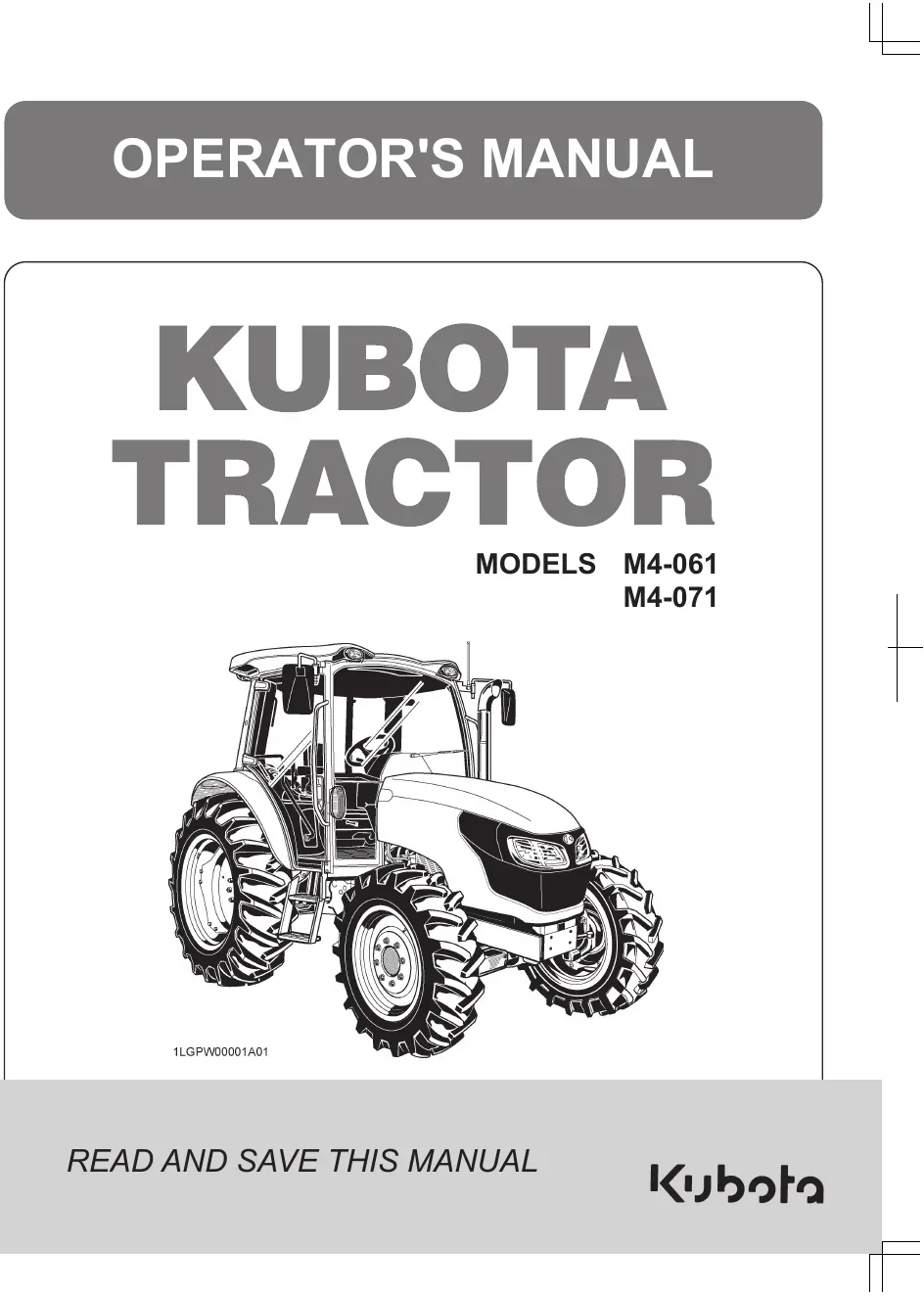 Cover of Kubota M4-061 & M4-071 Operator Manual