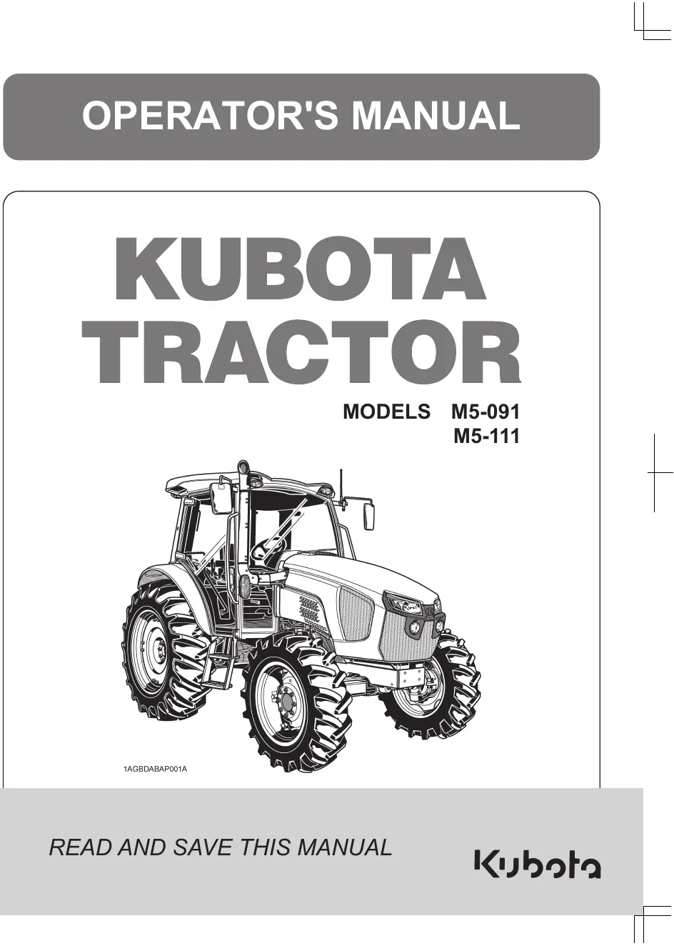 Cover of Kubota M5-091 & M5-111 Operator Manual