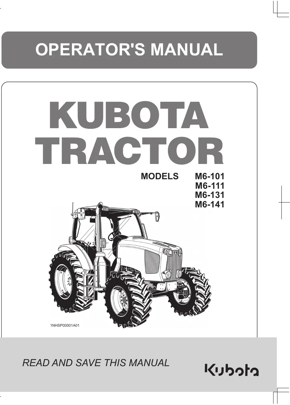 Cover of Kubota M6-101, M6-111, M6-131 & M6-141 Operator Manual