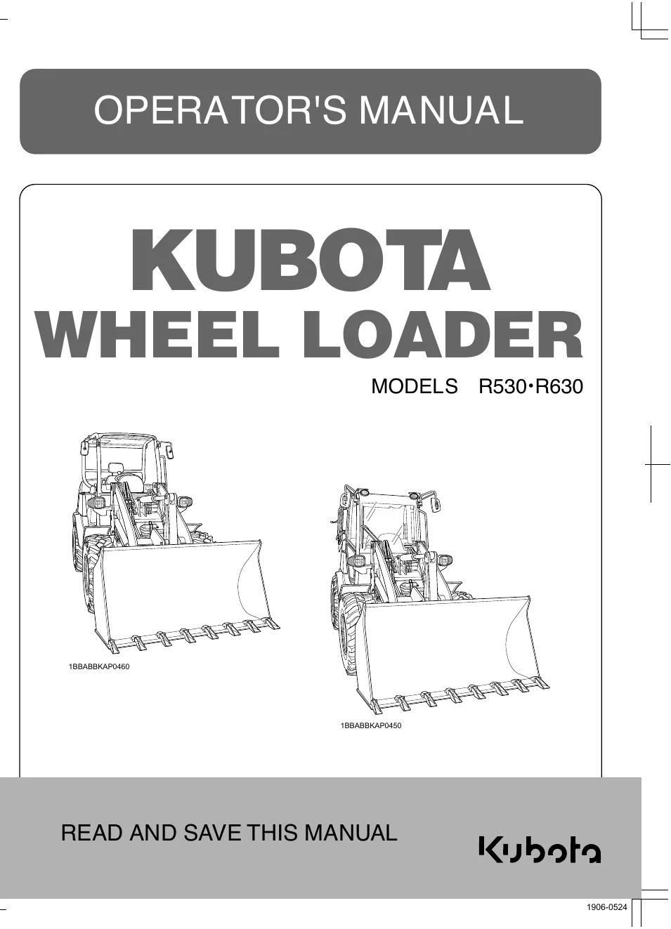 Cover of Kubota R530 & R630 Operator Manual