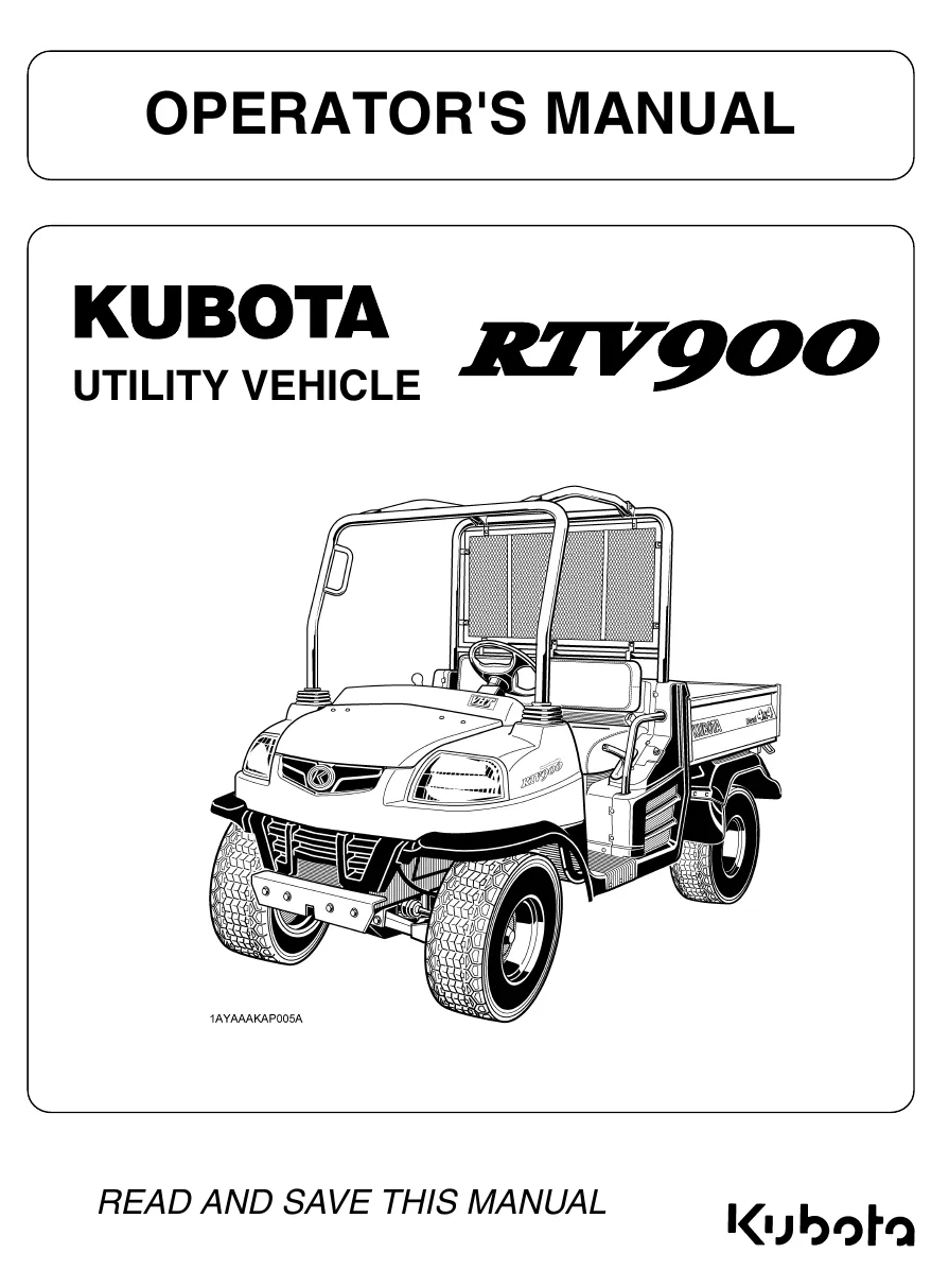 Cover of Kubota RTV900 Operator Manual
