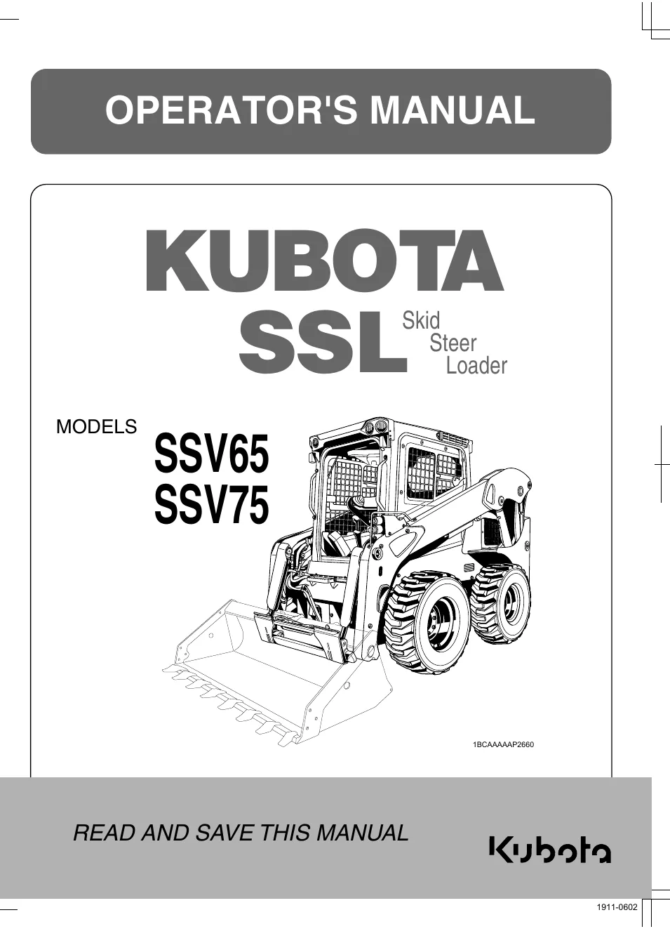 Cover of Kubota SSV65 & SSV75 Operator Manual