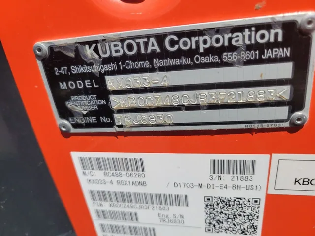 Actual stock photo 3 of Kubota Construction KX033-4R1A, stock 004453