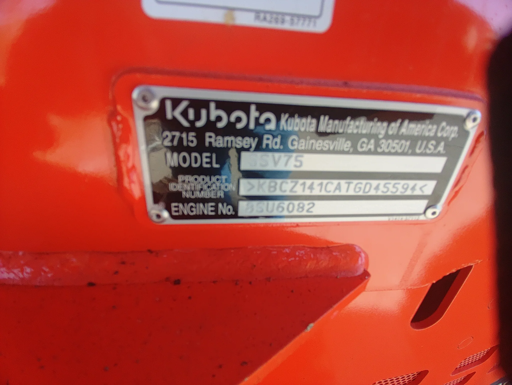 Actual stock photo of Kubota Construction SSV75PHFR, stock 024592